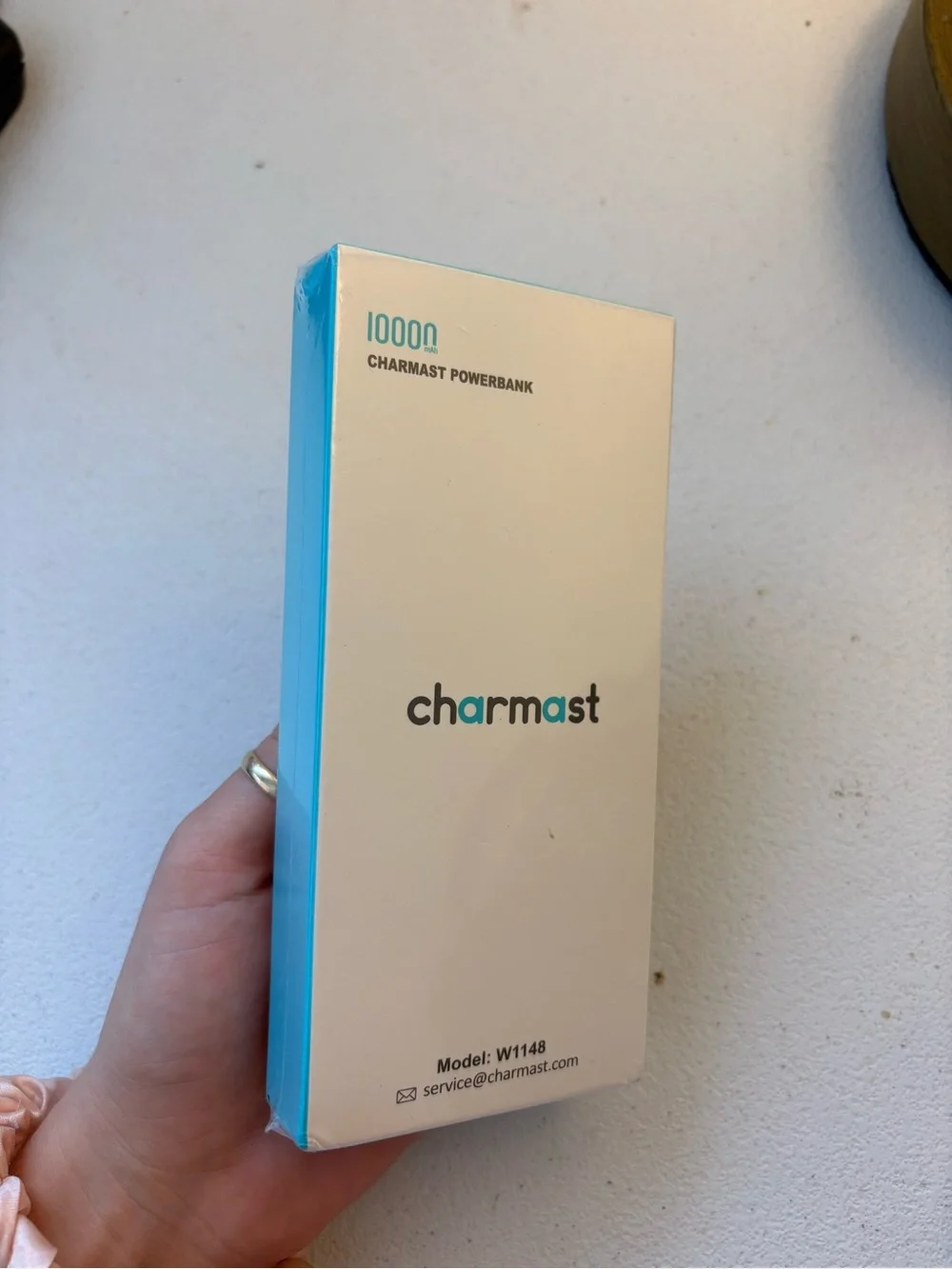 Charmast 10000mAh Portable Power Bank Charger W1148 Built-In 4 Cables Blue NIB